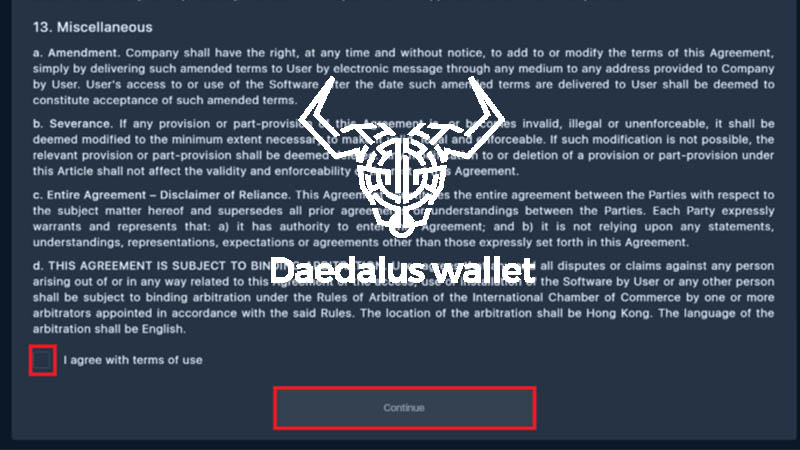 قوانین و مقررات استفاده از کیف پول Daedalus